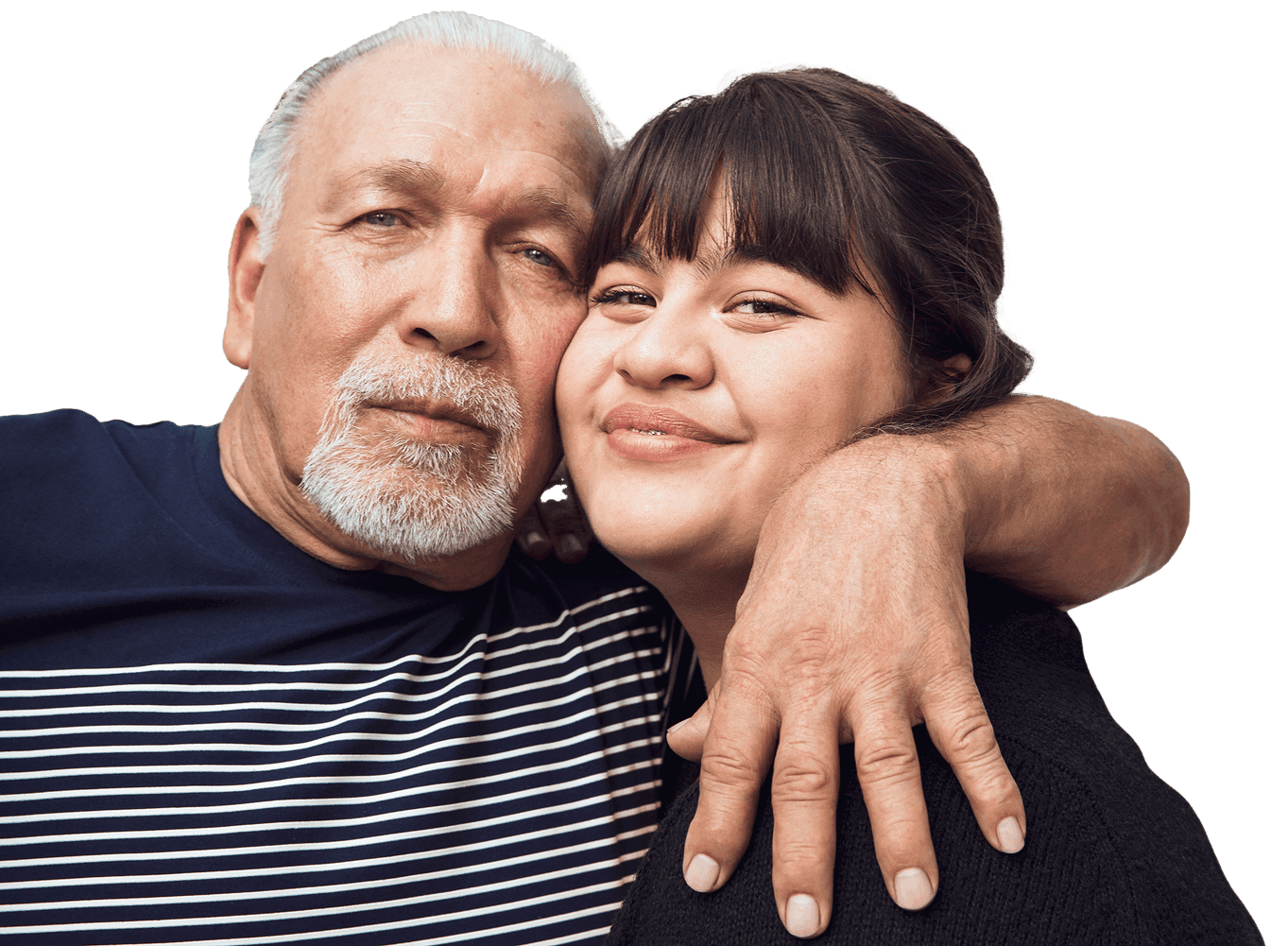 Father and daughter hugging. Actor portrayals.